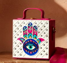 Mini Hamsa Lippan Art Handcrafted Square Sling Bag